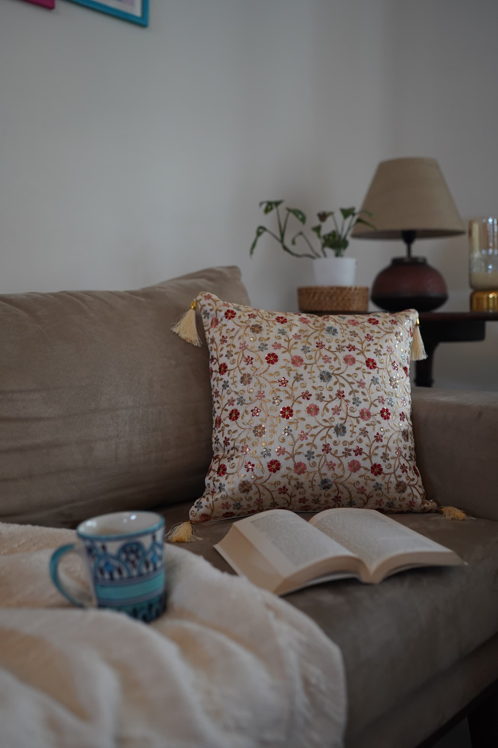 Golden Bloom cushion cover